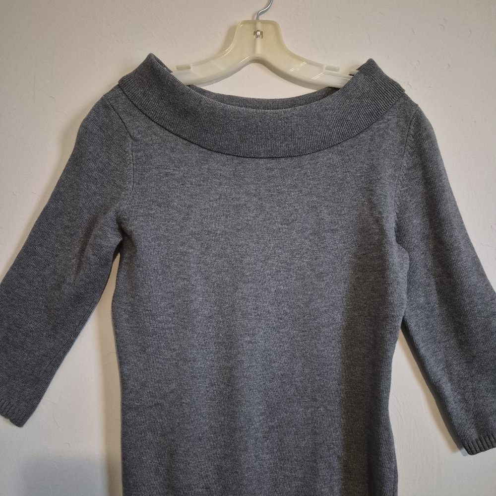 Rafaella Off-Shoulder Heather Gray Knit Sweater